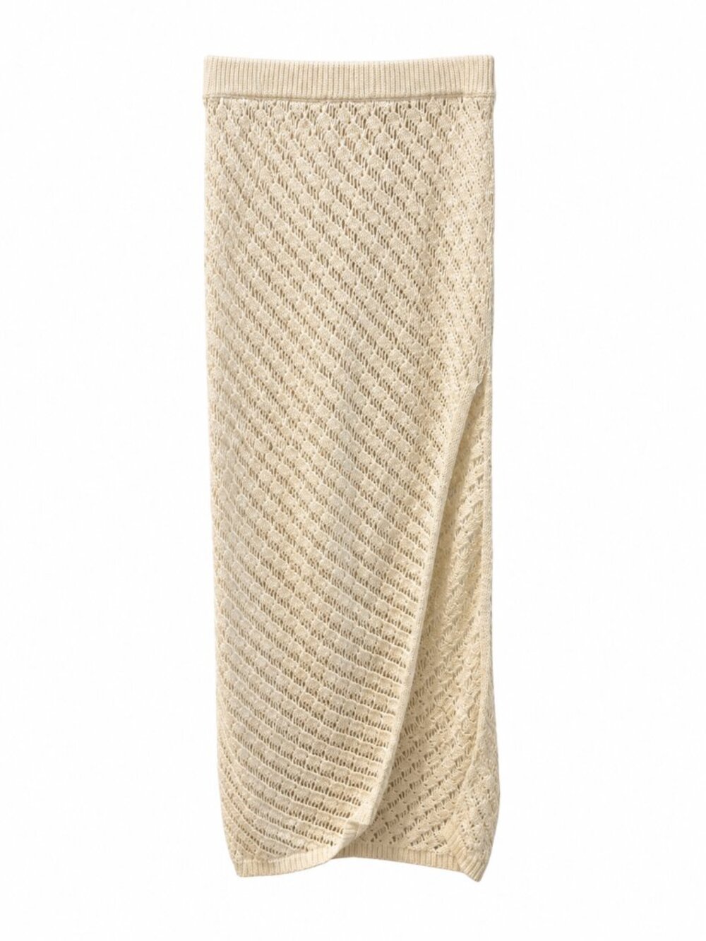 L*SPACE Cream Open Knit Maxi Skirt Small Slit Beach Cover Up